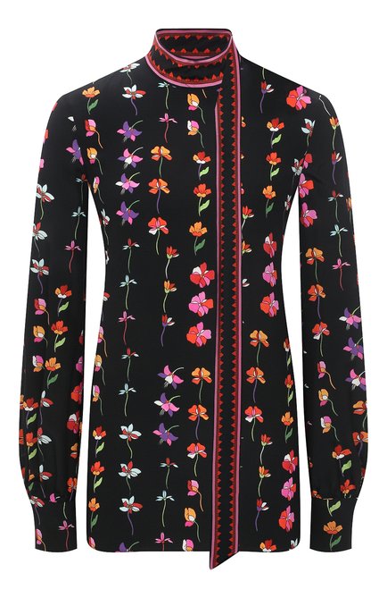 Женская шелковая блузка VALENTINO черного цвета по цене 157500 руб., арт. XB3AE6S26VJ | Фото 1