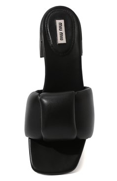 Женские кожаные мюли MIU MIU черного цвета, арт. 5XX547-LYB-F0002-045 | Фото 6 (Каблук высота: Низкий, Средний; Каблук тип: Устойчивый; Подошва: Плоская)