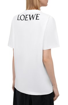 Женская хлопковая футболка LOEWE белого цвета, арт. S359333XCH | Фото 4 ( Рукава: Короткие; Длина (для топов): Стандартные; Принт: С принтом; Материал внешний: Хлопок; Стили: Спорт-шик; Женское Кросс-КТ: Футболка-одежда)