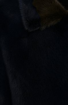 Женская шуба из меха норки LORO PIANA синего цвета, арт. FAI1861 | Фото 5 (Женское Кросс-КТ: Мех; Рукава: Длинные; Материал внешний: Натуральный мех; Длина (верхняя одежда): До колена; Материал подклада: Шелк)