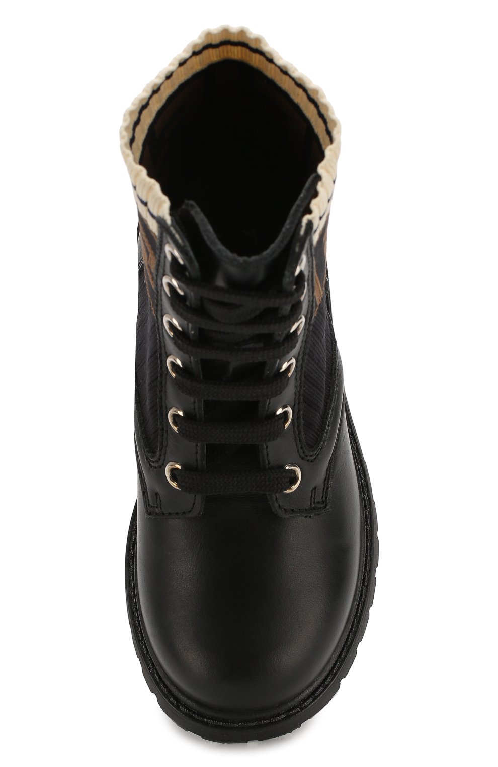 Детские кожаные ботинки FENDI черного цвета, арт. JMR284/A8CU/27 | Фото 4 (Материал внутренний: Натуральная кожа)