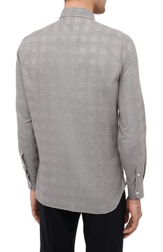 Мужская хлопковая рубашка LORO PIANA коричневого цвета, арт. FAL4361 | Фото 4 (Манжеты: На пуговицах; Принт: Клетка; Воротник: Кент; Рукава: Длинные; Случай: Повседневный; Длина (для топов): Стандартные; Рубашки М: Slim Fit; Региональные ограничения белый список (Axapta Mercury): RU; Материал внешний: Хлопок; Мужское Кросс-КТ: Рубашка-одежда; Стили: Кэжуэл)