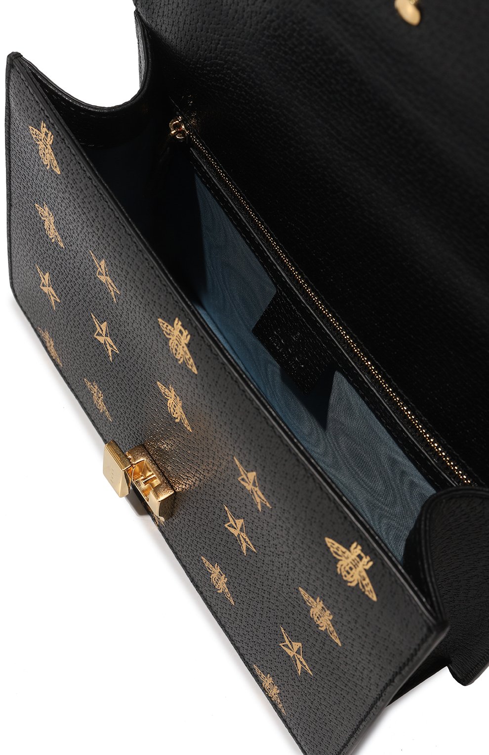 Женская сумка sylvie bee star style GUCCI черного цвета, арт. 524405 DJ2RG | Фото 5 (Сумки-технические: Сумки через плечо; Материал: Натуральная кожа; Ремень/цепочка: На ремешке; Размер: small)