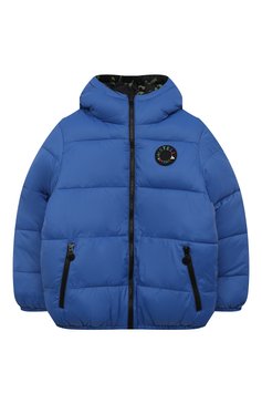Детского утепленная куртка STELLA MCCARTNEY синего цвета, арт. TT2R37 | Фото 1 (Рукава: Длинные; Материал внешний: Синтетический материал; Материал сплава: Проставлено; Драгоценные камни: Проставлено)