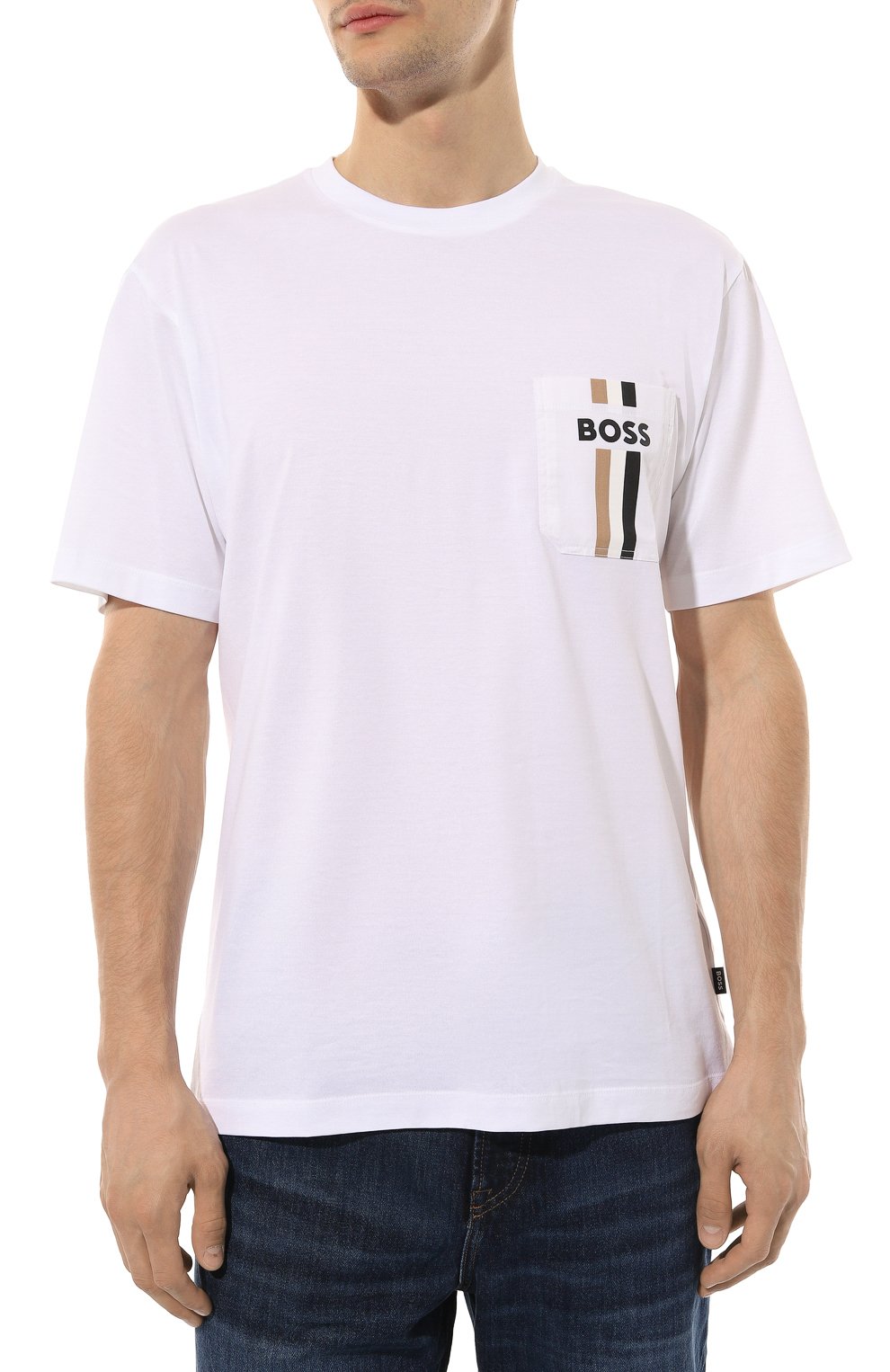 Хлопковая футболка BOSS 50494977, цвет белый, размер 52 - фото 3