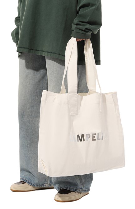 Женский сумка-шопер LEMPELIUS молочного цвета, арт. 910 SH0PPER/5000 | Фото 2 (Драгоценные камни: Проставлено; Размер: large; Материал: Текстиль; Материал сплава: Проставлено)
