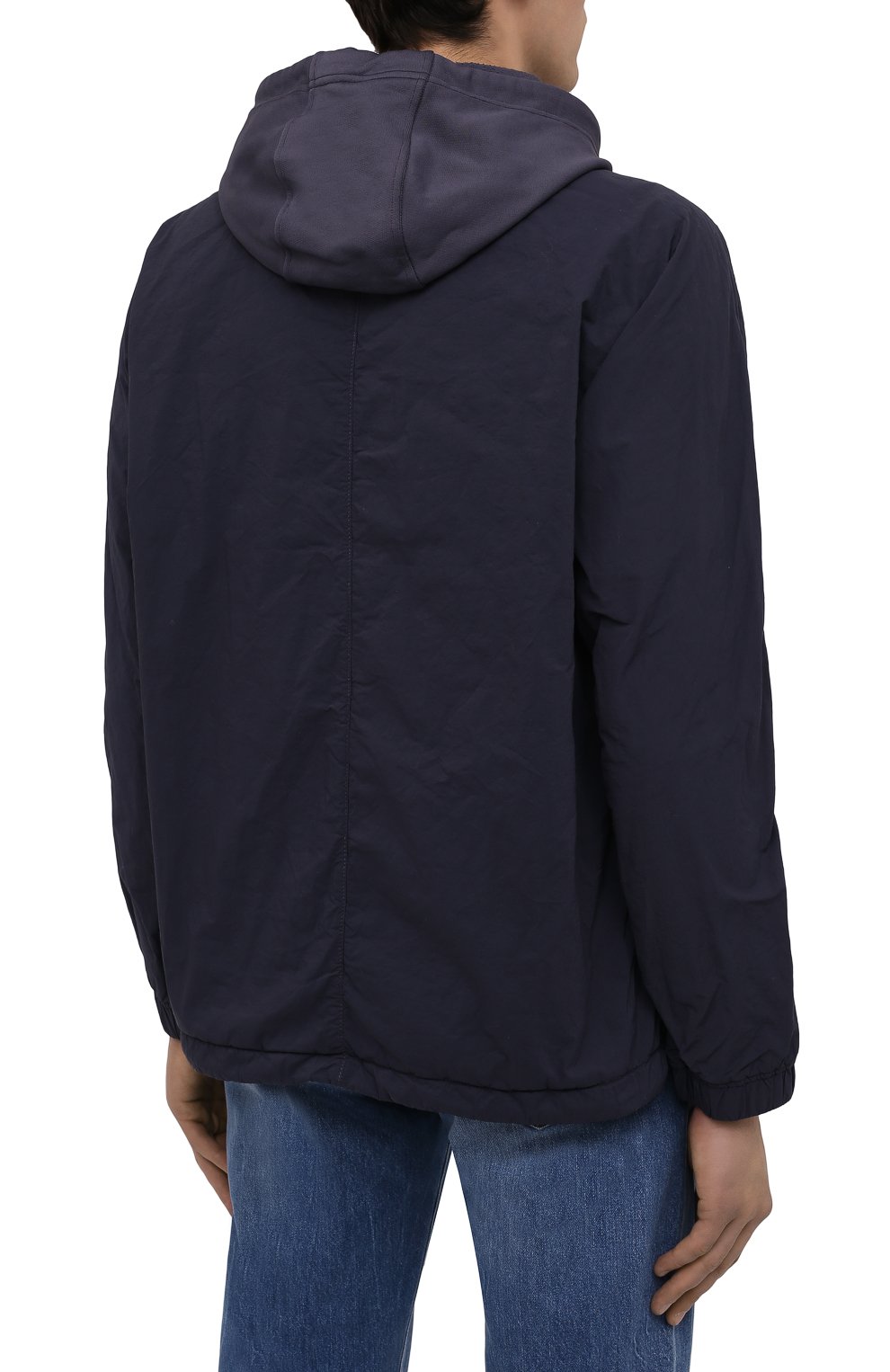 Мужская утепленная куртка STONE ISLAND темно-синего цвета, арт. 751510403 | Фото 4 (Кросс-КТ: Куртка; Рукава: Длинные; Материал внешний: Синтетический материал; Мужское Кросс-КТ: утепленные куртки; Материал подклада: Синтетический материал; Длина (верхняя одежда): Короткие; Стили: Кэжуэл)