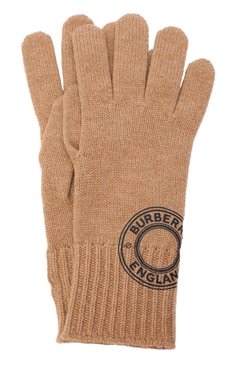 Женские кашемировые перчатки BURBERRY бежевого цвета, арт. 8045084 | Фото 1 (Материал: Текстиль, Кашемир, Шерсть; Кросс-КТ: Трикотаж)