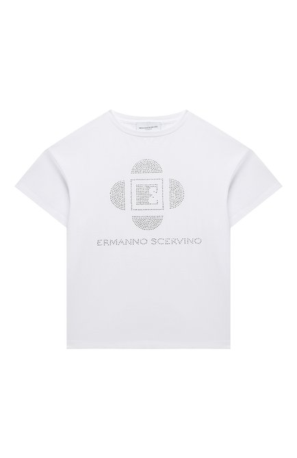 Детская хлопковая футболка ERMANNO SCERVINO розового цвета, арт. ESFTS010 JE95 WS009/M-XL | Фото 1 (Рукава: Короткие; Материал внешний: Хлопок; Девочки Кросс-КТ: футболка-одежда; Региональные ограничения белый список (Axapta Mercury): RU; Ростовка одежда: 13 - 15 лет | 158 см, 12 лет | 152 см)