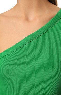Женское хлопковое платье AMI зеленого цвета, арт. FDR307.758 | Фото 5 (Рукава: Длинные; Стили: Гламурный; Случай: Вечерний; Кросс-КТ: Трикотаж; Материал внешний: Хлопок; Длина Ж (юбки, платья, шорты): Миди; Женское Кросс-КТ: Платье-одежда)