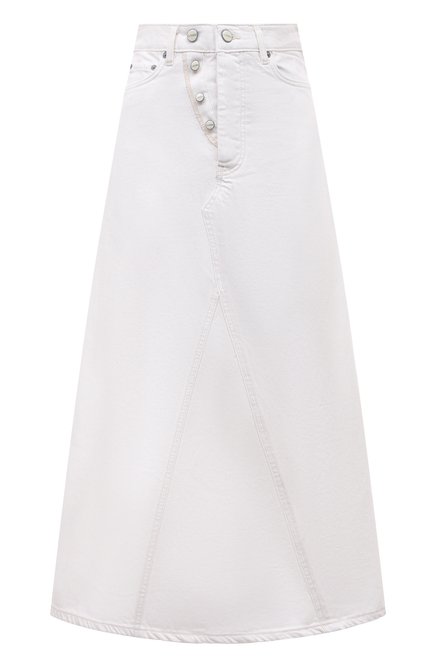 Женская джинсовая юбка GANNI белого цвета, арт. J1267 | Фото 1 (Длина Ж (юбки, платья, шорты): Макси; Материал внешний: Хлопок; Материал сплава: Проставлено; Драгоценные камни: Проставлено)
