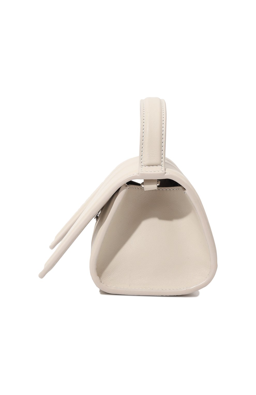 Женская сумка three YUZEFI белого цвета, арт. YUZC0-HB-TH-L011 | Фото 4 (Сумки-технические: Сумки top-handle; Материал: Натуральная кожа; Материал сплава: Проставлено; Размер: mini; Ремень/цепочка: На ремешке; Драгоценные камни: Проставлено)