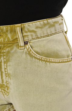 Женские джинсовые шорты DONDUP светло-зеленого цвета, арт. DP681/BF0014Y/F01 | Фото 5 (Женское Кросс-КТ: Шорты-одежда; Кросс-КТ: Деним; Материал внешний: Хлопок, Деним; Стили: Кэжуэл)