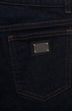 Детские джинсы DOLCE & GABBANA темно-синего цвета, арт. L42F59/LDB75/2-6 | Фото 3 (Детали: Однотонный; Материал сплава: Проставлено; Нос: Не проставлено; Материал внешний: Хлопок)