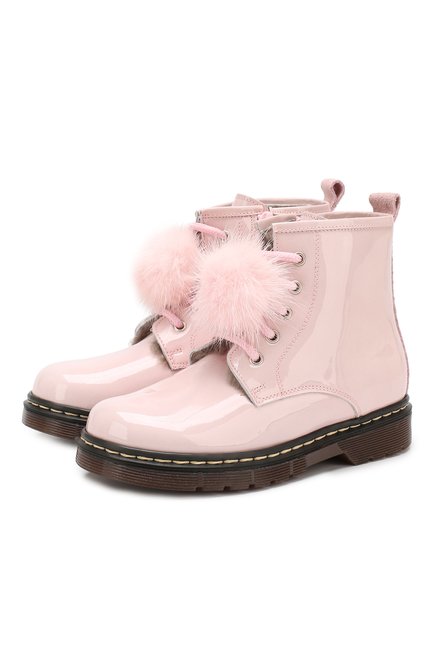 Детские кожаные ботинки MONNALISA розового цвета, арт. 834005M | Фото 1 (Материал внутренний: Натуральная кожа; Статус проверки: Проверена категория; Материал внешний: Кожа)