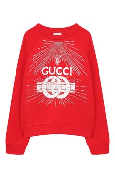 Мужского хлопковый свитшот GUCCI красного цвета, арт. 520441/X9X00 | Фото 1 (Мальчики Кросс-КТ: Толстовка-одежда, Свитшот-одежда; Региональные ограничения белый список (Axapta Mercury): Не проставлено; Принт: С принтом; Нос: Не проставлено; Статус проверки: Проверено, Проверена категория; Материал сплава: Проверено; Ростовка одежда: 10 - 11 лет | 140 - 146см, 4 года | 104 см, 5 лет | 110 см, 6 лет | 116 см, 8 лет | 128 см)