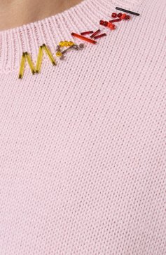 Женск ий шерстяной пуловер MARNI розового цвета, арт. GCMD0443S0 UFW612 | Фото 5 (Материал внешний: Шерсть; Рукава: Длинные; Длина (для топов): Стандартные; Материал сплава: Проставлено; Женское Кросс-КТ: Пуловер-одежда; Драгоценные камни: Проставлено; Стили: Кэжуэл)