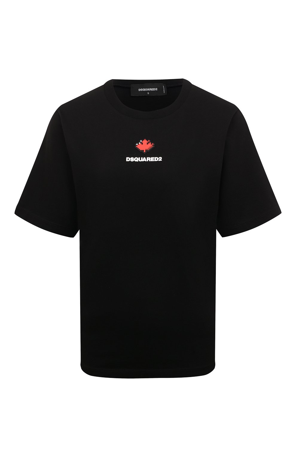 Женская хлопковая футболка DSQUARED2 черного цвета, арт. S75GD0358/S23009 | Фото 1 (Рукава: Короткие; Длина (для топов): Стандартные; Принт: С принтом; Материал сплава: Проставлено; Материал внешний: Хлопок; Стили: Спорт-шик; Женское Кр осс-КТ: Футболка-одежда; Драгоценные камни: Проставлено)