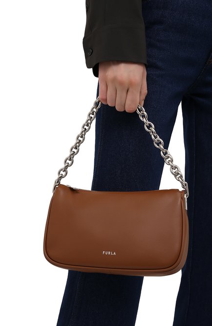 Женская сумка furla moon FURLA коричневого цвета, арт. WB00356/AX0733 | Фото 2 (Материал: Натуральная кожа; Сумки-технические: Сумки top-handle; Ремень/цепочка: На ремешке; Размер: small)