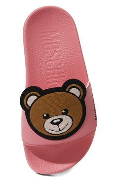 Детские шлепанцы MOSCHINO розового цвета, арт. 74490/28-35 | Фото 4 (Материал сплава: Проставлено; Нос: Не проставлено; Материал внутренний: Текстиль; Материал внешний: Пластик, Резина)