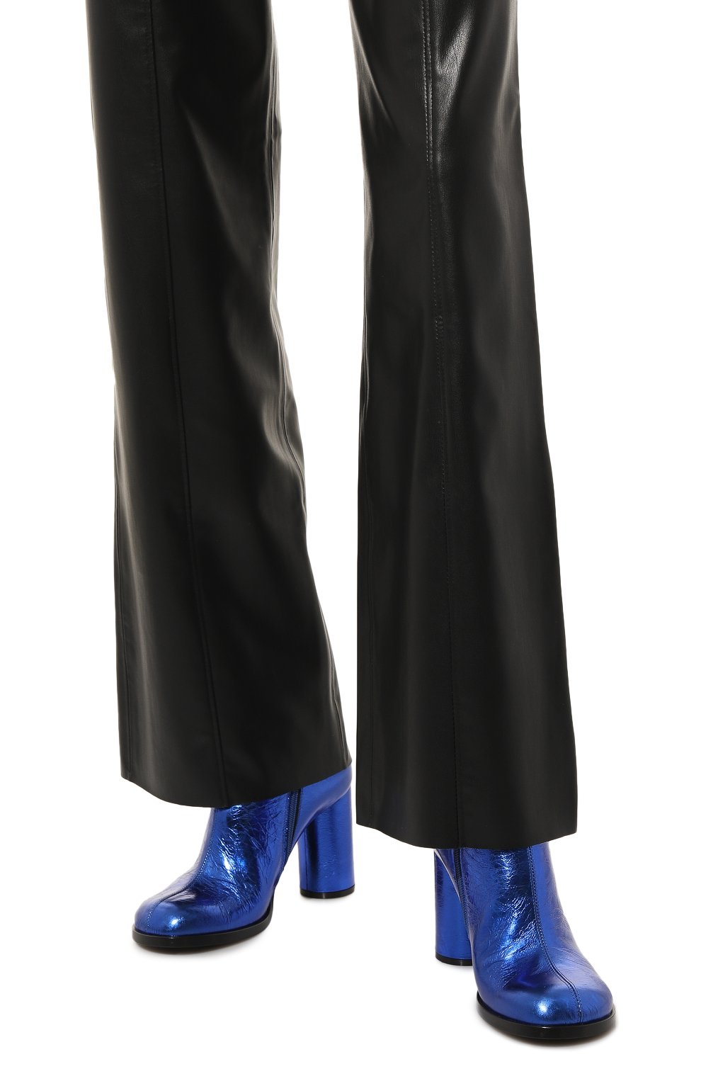 Женские кожаные ботильоны MATTIA CAPEZZANI синего цвета, арт. W186/MILLUNIUM | Фото 3 (Каблук высота: Высокий; Материал внутренний: Натуральная кожа; Каблук тип: Устойчивый; Материал утеплителя: Без утеплителя; Подошва: Плоская)