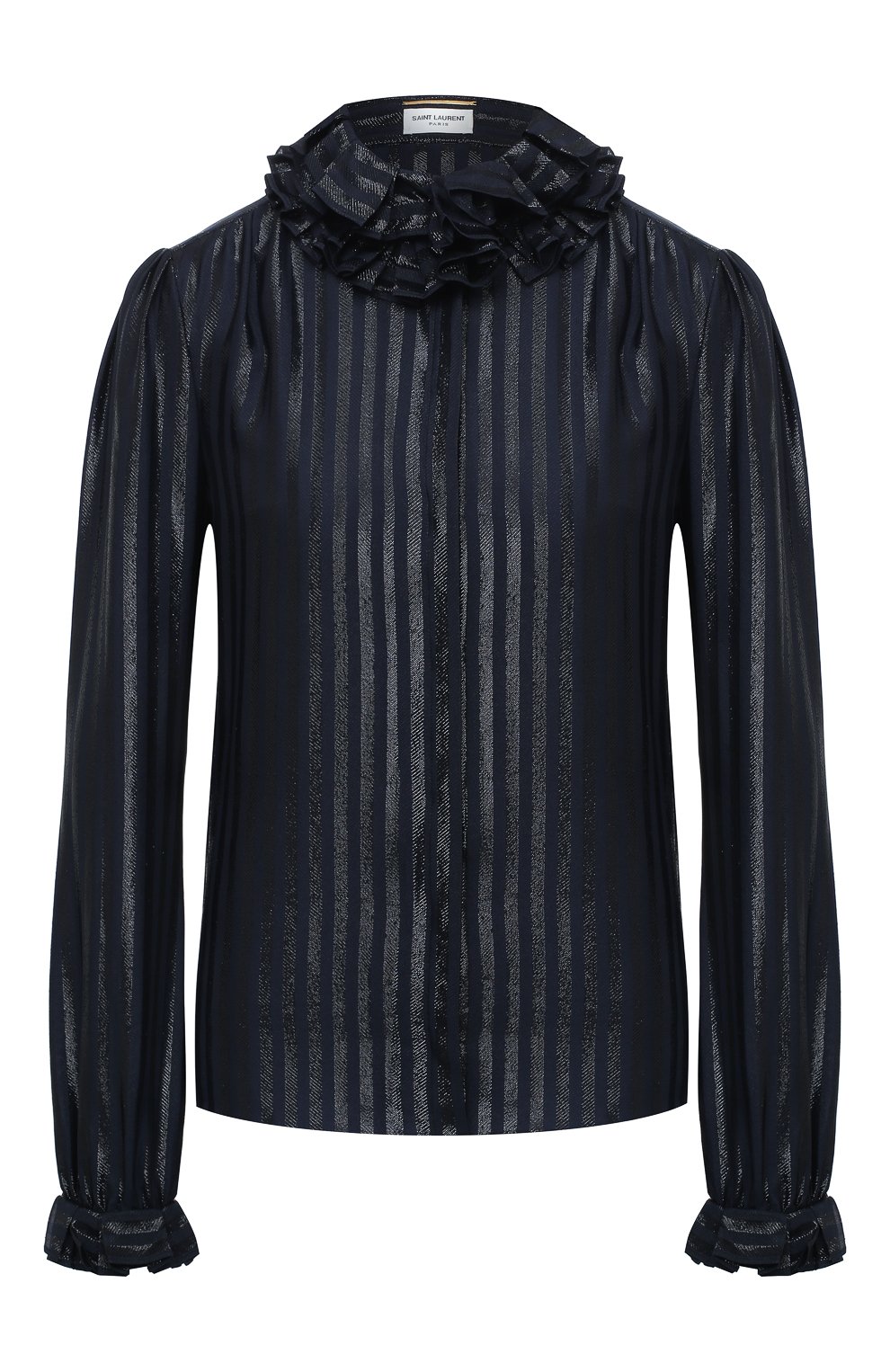 Блузы Saint Laurent, Шелковая блузка Saint Laurent, Франция, Синий, Шелк: 73%; Полиамид: 27%;, 11234129  - купить