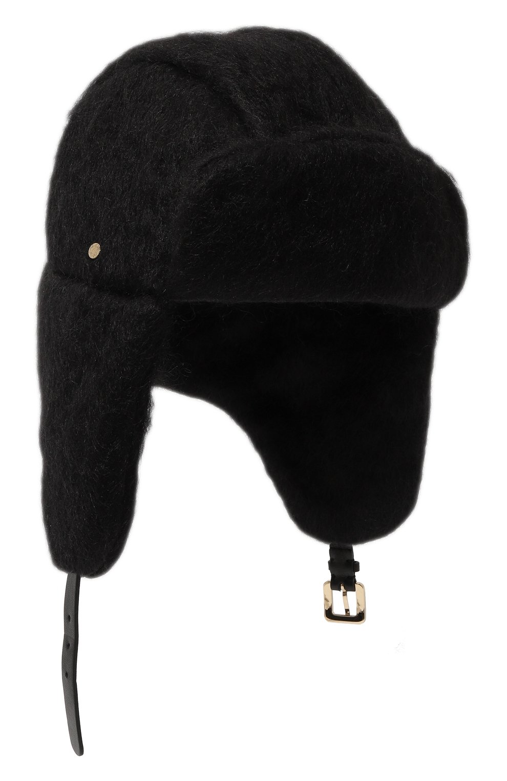 Женская шапка-ушанка INVERNI черного цвета, арт. 5659CT | Фото 1 (Материал: Текстиль, Шерсть; Материал сплава: Проставлено; Нос: Не проставлено)