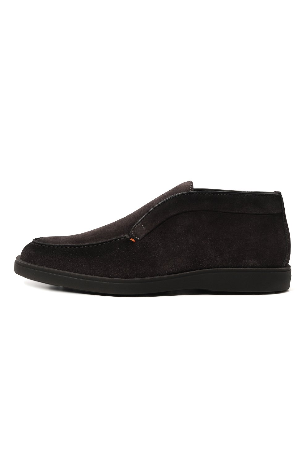 Мужские замшевые ботинки SANTONI темно-серого цвета, арт. MGDG17823SM0ASH6 | Фото 4 (Материал внешний: Замша; Мужское Кросс-КТ: Ботинки-обувь; Материал внутренний: Натуральная кожа; Материал сплава: Проставлено; Материал утеплителя: Без утеплителя; Подошва: Плоская; Драгоценные камни: Проставлено)