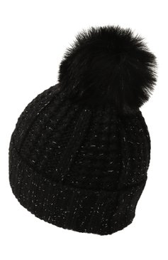 Женская шапка COCCINELLE черного цвета, арт. E7 MY9 37 07 01 | Фото 3 (Материал: Текстиль, Синтетический материал; М атериал сплава: Проставлено; Нос: Не проставлено)
