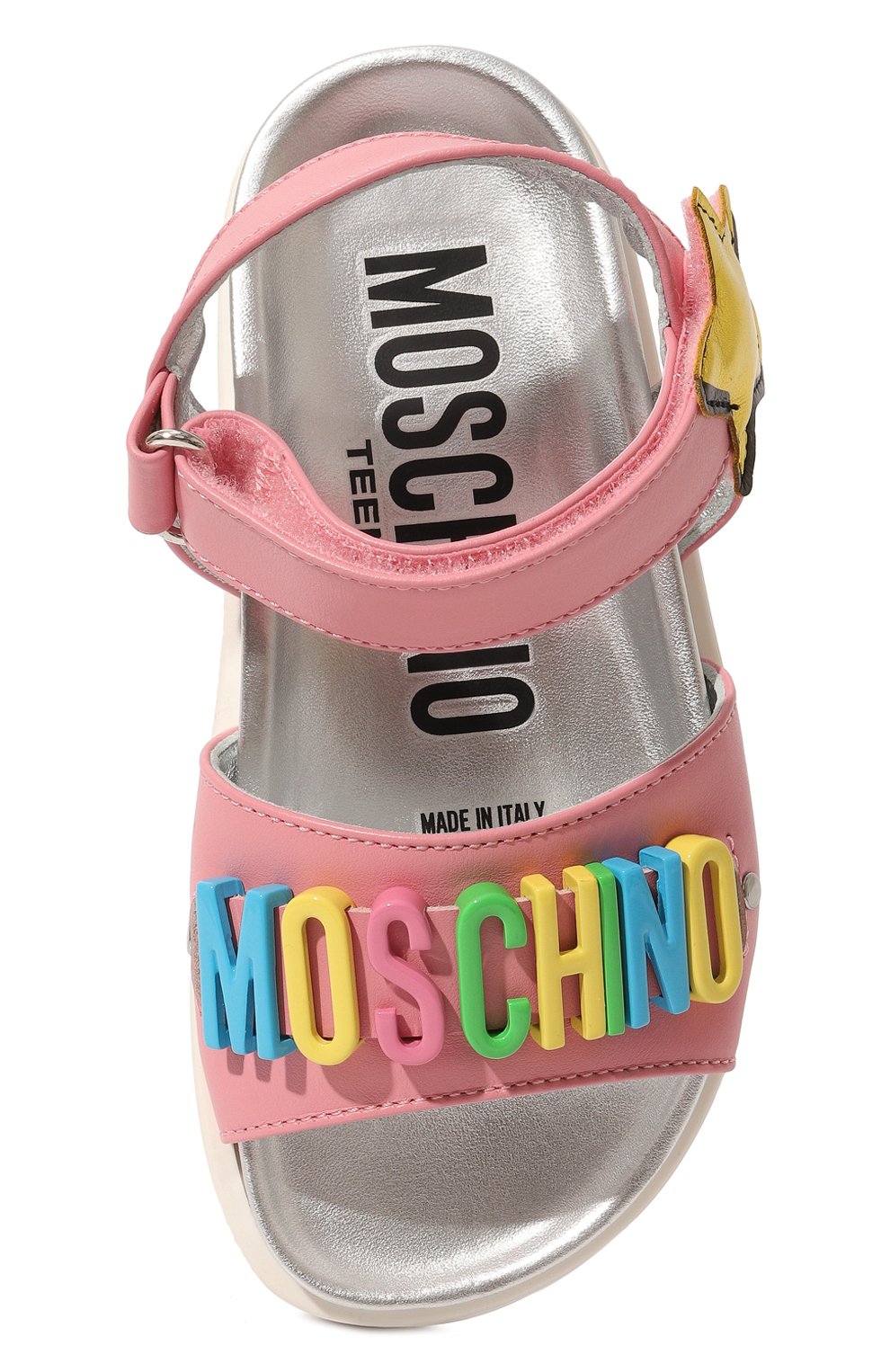 Детские кожаные сандалии MOSCHINO розового цвета, арт. 74415/28-35 | Фото 4 (Материал внутренний: Натуральная кожа)
