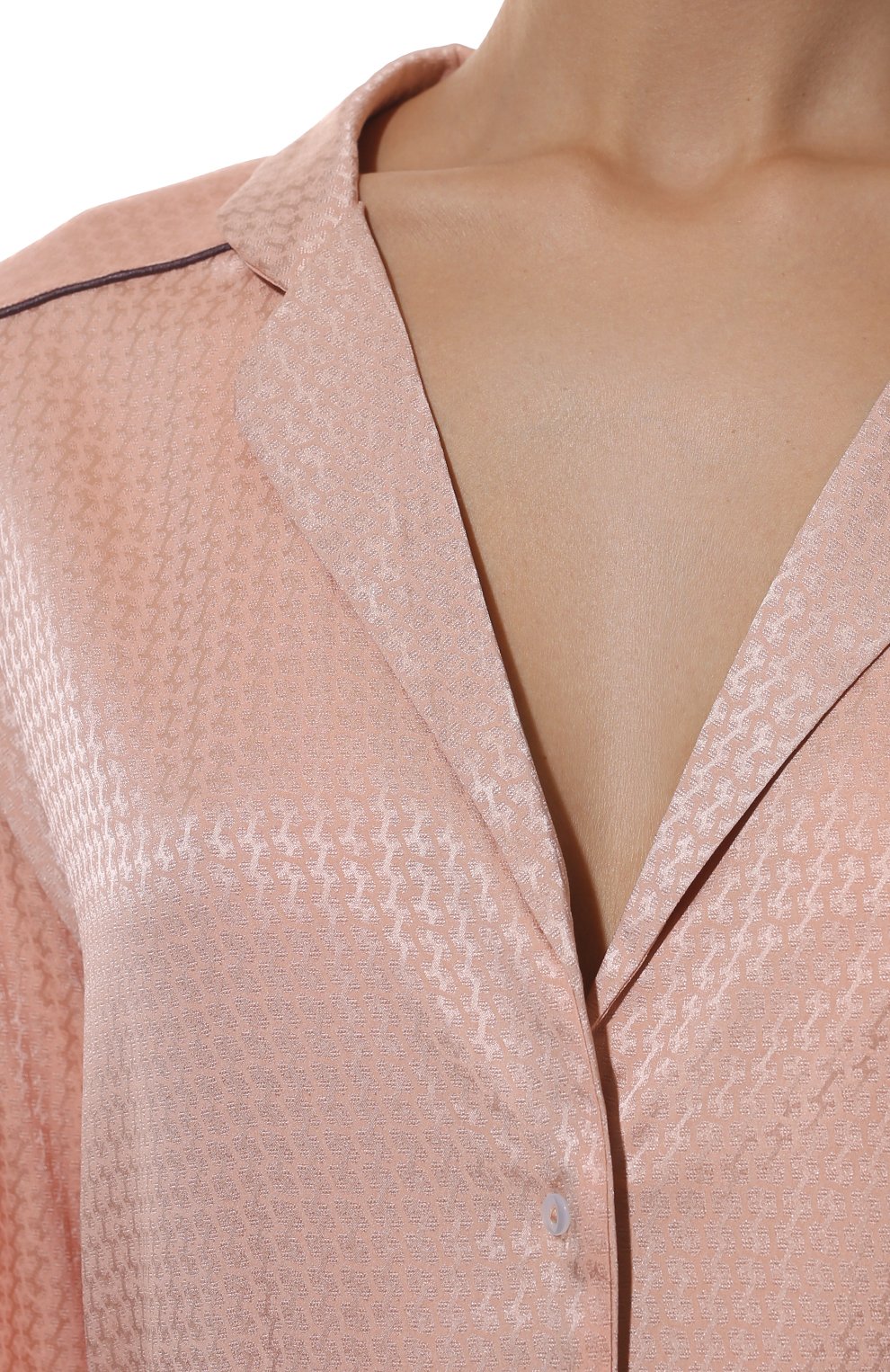 Женский шелковый халат MAISON LEJABY светло-розового цвета, арт. N0190 | Фото 5 (Материал внешний: Шелк)