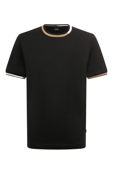 Мужская хлопковая футболка BOSS черного цвета, арт. 50513364 | Фото 1 (Длина (для топов): Стандартные; Материал �внешний: Хлопок; Рукава: Короткие; Драгоценные камни: Проставлено; Материал сплава: Проставлено)