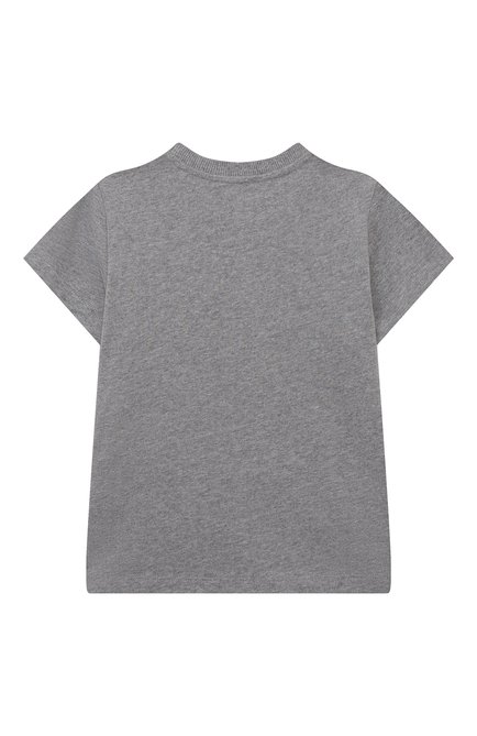 Детская хлопковая футболка MOSCHINO серого цвета, арт. HYM03U/LAA01/4A-8A | Фото 2 (Драгоценные камни: Проставлено; Материал сплава: Проставлено; Рукава: Короткие; Материал внешний: Хлопок)