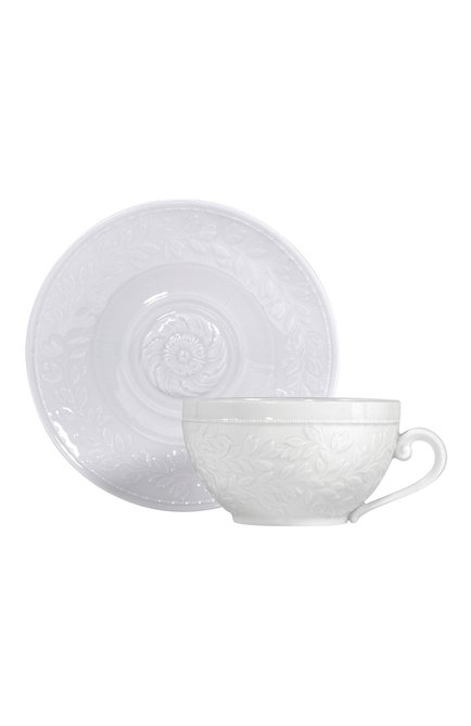 Чашка для завтрака с блюдцем louvre BERNARDAUD белого цвета по цене 14100 руб., арт. 0542/76 | Фото 1