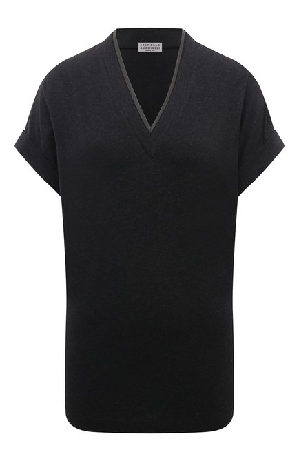 Женская хлопковая футболка BRUNELLO CUCINELLI черного цвета по цене 66500 руб., арт. M0T18BD222 | Фото 1
