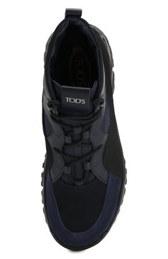 Мужские комбинированные ботинки TOD’S синего цвета, арт. XXM81B0BZ10MBH | Фото 5 (Каблук высота: Высокий; Мужское Кросс-КТ: Ботинки-обувь; Материал внутренний: Натуральная кожа; Материал утеплителя: Без утеплителя; Подошва: Массивная; Статус проверки: Проверена категория; Длина стельки: 29, 29,4, 29,8, 25,7, 26,1, 26,5, 26,9, 27,4, 27,8, 28,2, 28,6)