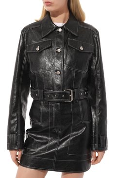 Женская куртка LVIR черного цвета, арт. LV23S-JK06A | Фото 3 (Кросс-КТ: Куртка, экокожа; Рукава: Длинные; Материал внешний: Синтетический материал, Вискоза; Материал сплава: Проставлено; Драгоценные камни: Проставлено; Длина (верхняя одежда): Короткие; Стили: Минимализм; Материал подклада: Хлопок)