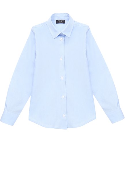 Детская хлопковая рубашка прямого кроя DAL LAGO голубого цвета, арт. N402/7317/4-6 | Фото 1 (Рукава: Длинные; Материал внешний: Хлопок; Принт: Без принта; Случай: Формальный; Стили: Классический; Статус проверки: Проверена категория; Мальчики-школьная форма: Рубашки)