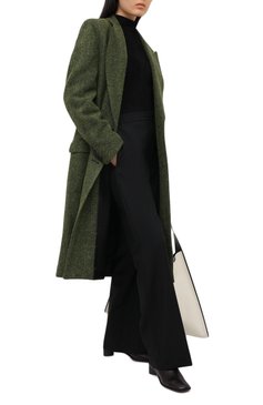 Женское шерстяное пальто DRIES VAN NOTEN зеленого цвета, арт. 202-10225-1260 | Фото 2 (Материал внешний: Шерсть; Рукава: Длинные; Стили: Классический; Длина (верхняя одежда): Длинные; 1-2-бортные: Двубортные; Материал подклада: Купро)