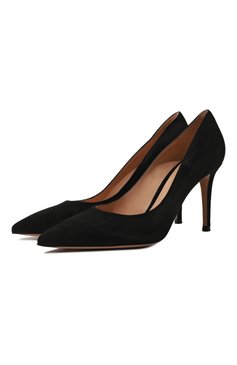 Женские замшевые туфли gianvito 85 GIANVITO ROSSI черного цвета, арт. G24580.85RIC.CAMNER0 | Фото 1 (Каблук высота: Высокий; Материал внутренний: Натуральная кожа; Материал сплава: Проставлено; Каблук тип: Шпилька; Подошва: Плоская; Драгоценные камни: Проставлено; Материал внешний: Замша)