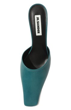 Женские кожаные мюли JIL SANDER голубого цвета, арт. J15WP0063/P4864 | Фото 6 (Каблук высота: Низкий; Материал внутренний: Натуральная кожа; Материал сплава: Проставлено; Подошва: Плоская; Каблук тип: Kitten heel; Драгоценные камни: Проставлено)