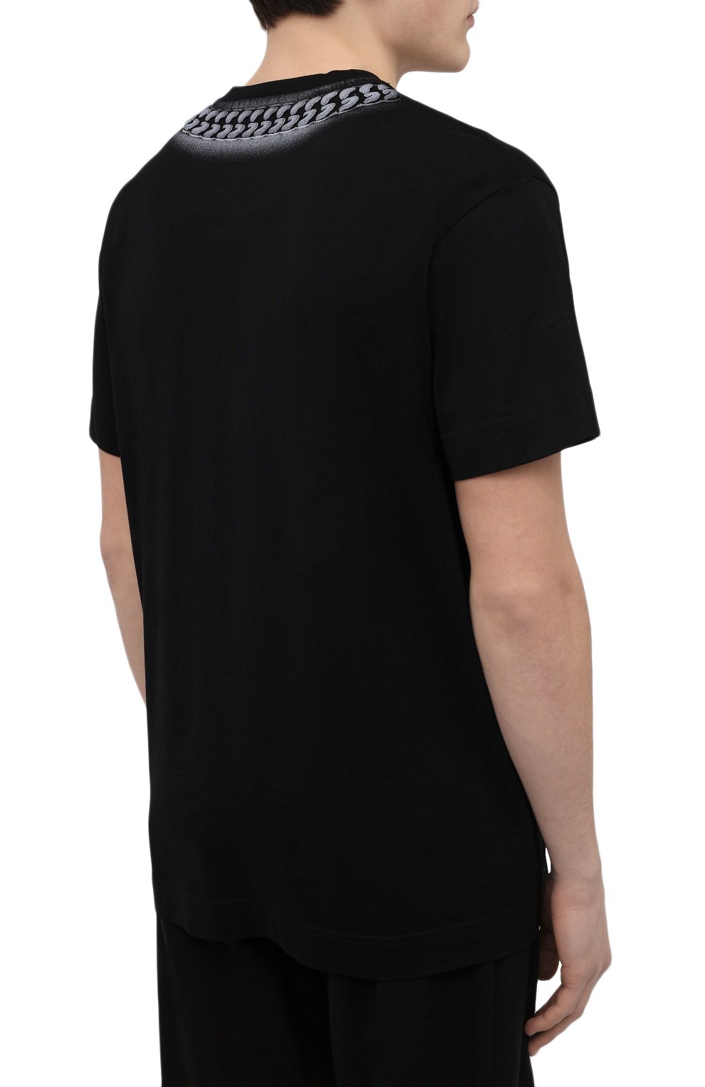 Мужская хлопковая футболка GIVENCHY черного цвета, арт. BM718N3Y6B | Фото 4 (Рукава: Короткие; Стили: Панк; Длина (для топов): Стандартные; Принт: С принтом; Материал внешний: Хлопок)