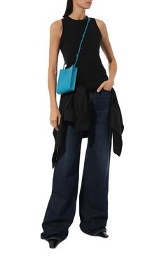 Женская сумка tangle JIL SANDER бирюзового цвета, арт. J07WG0001/P5354 | Фото 7 (Сумки-технические: Сумки через плечо; Материал: Натуральная кожа; Материал сплава: Проставлено; Размер: mini; Ремень/цепочка: На ремешке; Драгоценные камни: Проставлено)