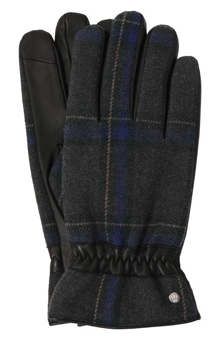 Мужские комбинированные перчатки ROECKL черного цвета, арт. 13013-943 | Фото 1 (Нос: Не проставлено; Материал сплава: Проставлено; Материал: Текстиль, Синтетический материал, Натуральная кожа)
