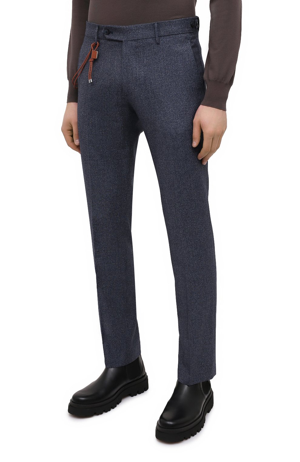 Мужские брюки из шерсти и хлопка BERWICH синего цвета, арт. SC/1 FIBB/GB1748 | Фото 3 (Материал внешний: Шерсть; Длина (брюки, джинсы): Стандартные; Случай: Повседневный; Стили: Классический; Материал подклада: Купро)