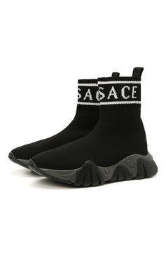 Мужского текстильные кроссовки VERSACE черного цвета, арт. 1000517/1A00459/27-29 | Фото 1 (Стили: Гранж)