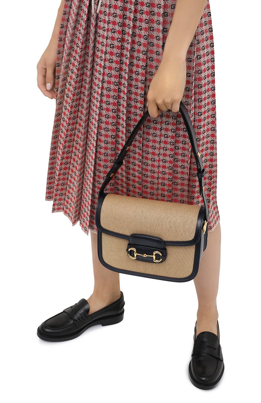 Женская сумка 1955 GUCCI бежевого цвета, арт. 602204/H58AK | Фото 2 (Сумки-технические: Сумки top-handle; Размер: medium; Региональные ограничения белый список (Axapta Mercury): RU; Материал: Текстиль)