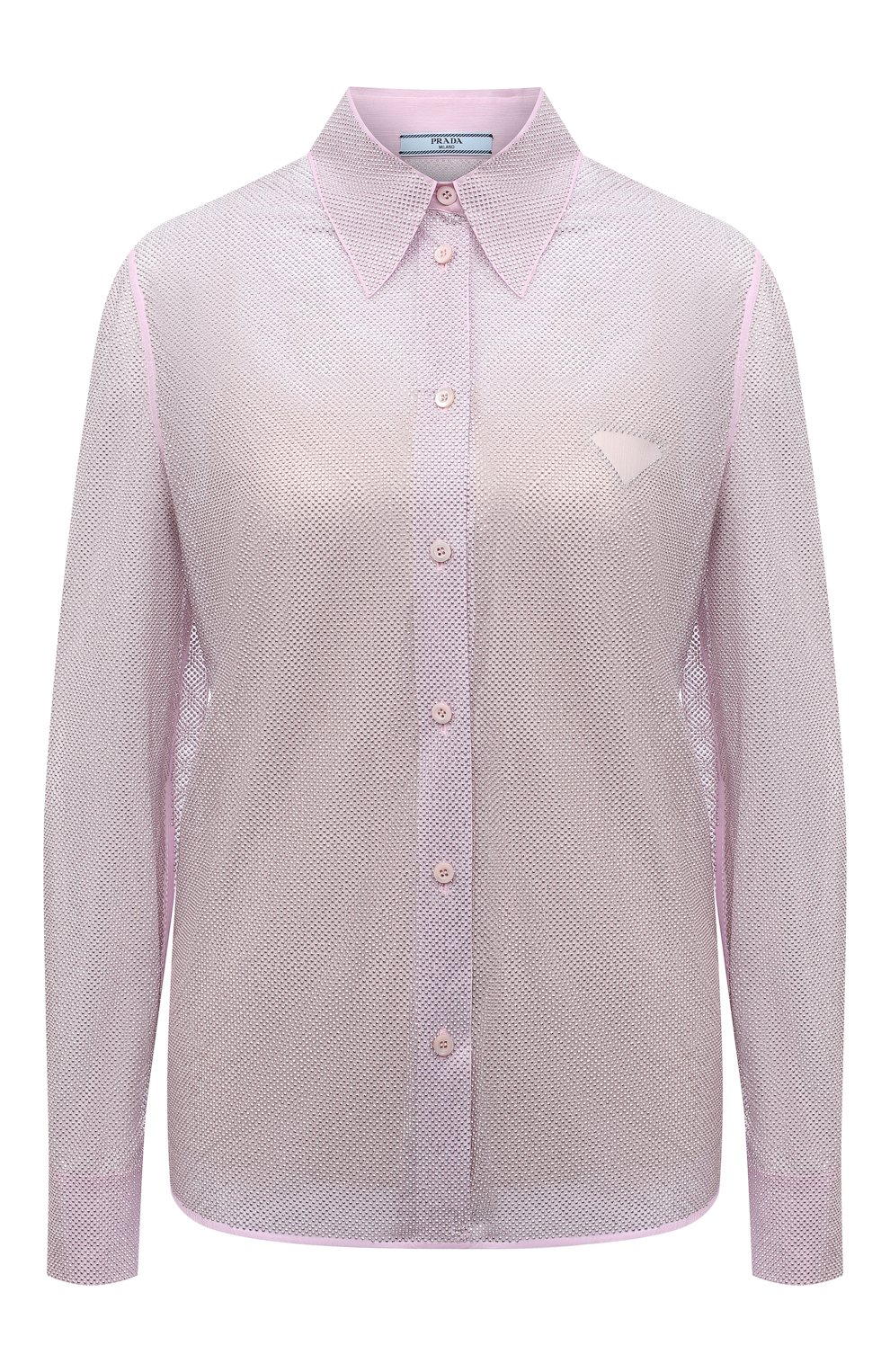 Шелковая блузка с отделкой стразами Prada