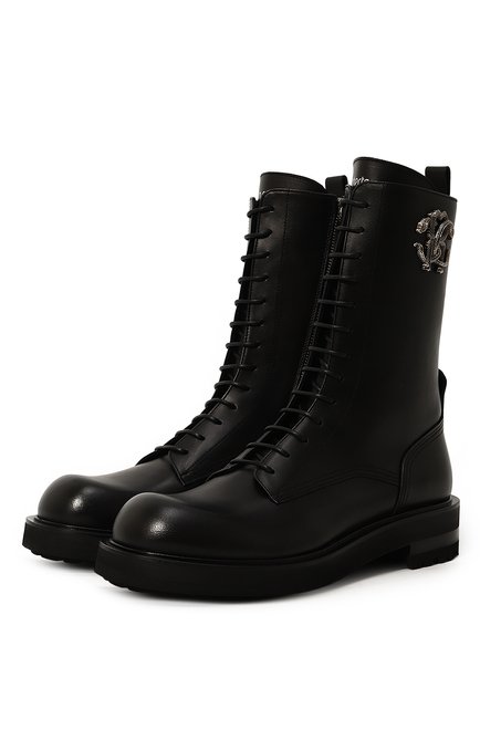 Мужские кожаные ботинки ROBERTO CAVALLI черного цвета по цене 84800 руб., арт. 20705 B/VAR B | Фото 1