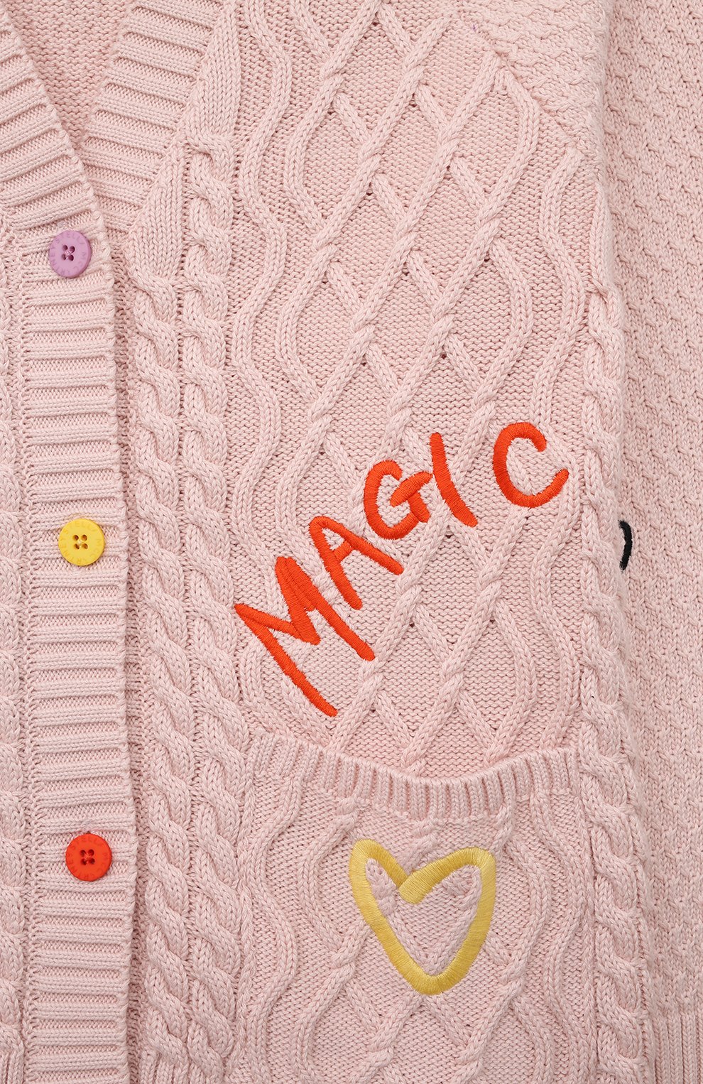 Детский хлопковый кардиган STELLA MCCARTNEY светло-розового цвета, арт. TT9A50 | Фото 3 (Рукава: Длинные; Материал сплава: Проставлено; Материал внешний: Хлопок; Девочки Кросс-КТ: Кардиган-одежда; Драгоценные камни: Проставлено)